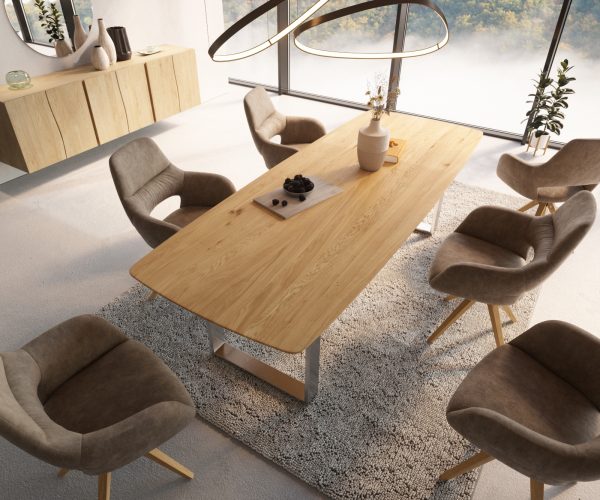 Jídelní stůl Edge 260x100 cm zaoblená přírodní dub švýcarská hrana - Image 4