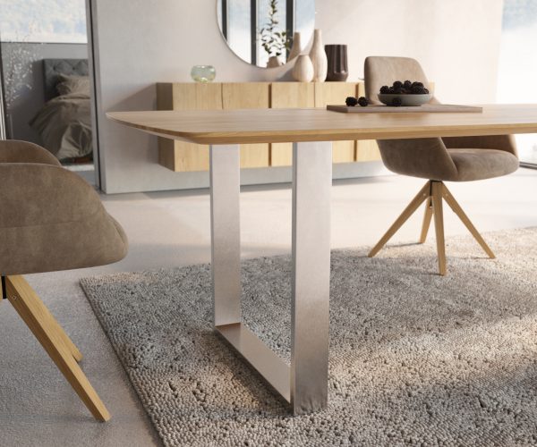 Jídelní stůl Edge 260x100 cm zaoblená přírodní dub švýcarská hrana - Image 5