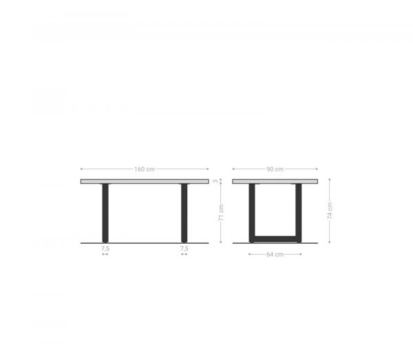 Jídelní stůl Edge 160x90 cm zaoblená přírodní dub švýcarská hrana - Image 9