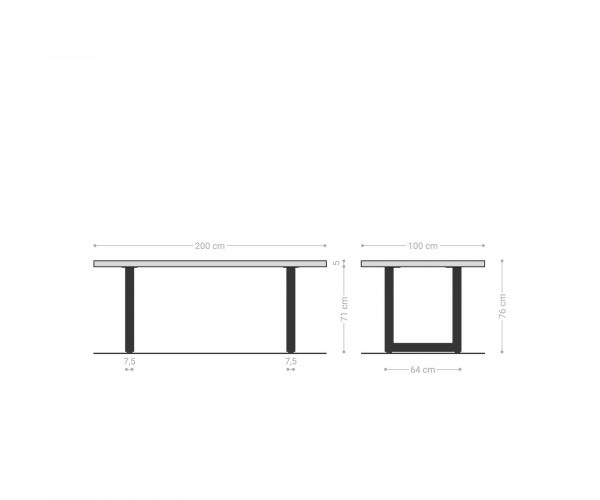 Jídelní stůl Edge 200x100 cm přírodní dub široká podnož nerezová ocel - Image 9