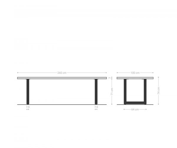 Jídelní stůl Edge 260x100 cm akácie platina - Image 7