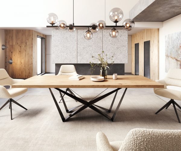 Jídelní stůl Edge 260x100 cm přírodní dub podnož plochá kov černá - Obrázek 2