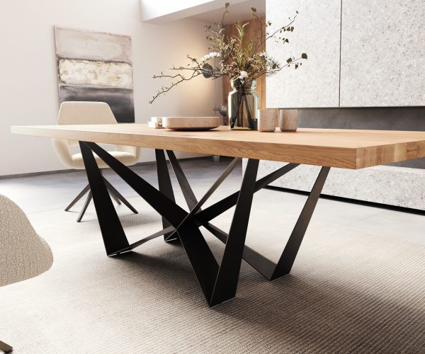 Jídelní stůl Edge 260x100 cm přírodní dub podnož plochá kov černá - Obrázek 5