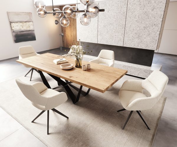 Jídelní stůl Edge 260x100 cm přírodní dub podnož plochá kov černá - Obrázek 6