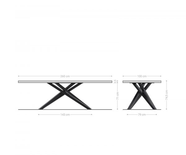 Jídelní stůl Edge 260x100 cm akácie platina - Image 8