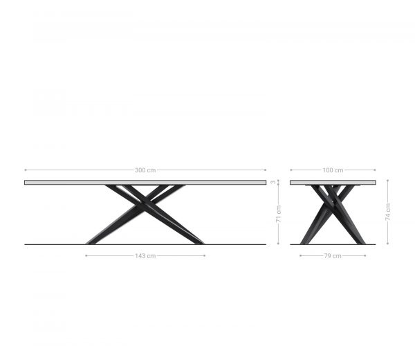 Jídelní stůl Edge 300x100 cm přírodní akácie live - Image 7