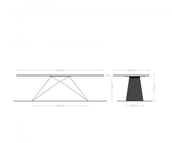 Jídelní stůl Edge 260x100 cm XL akácie platina - Image 7