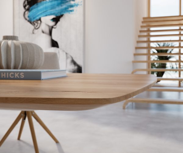 Jídelní stůl Edge 300x100 cm zaoblená přírodní dub švýcarská hrana - Image 7