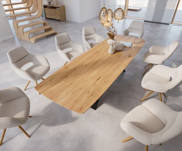 Jídelní stůl Edge 300x100 cm zaoblená přírodní dub švýcarská hrana - Image 4