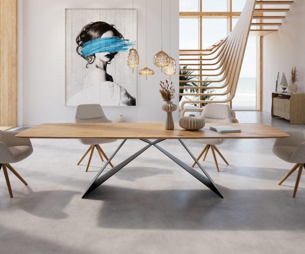 Jídelní stůl Edge 300x100 cm zaoblená přírodní dub švýcarská hrana - Image 2