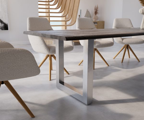 Jídelní stůl Edge 300x100 cm akácie platina nerezová ocel široká - Image 5