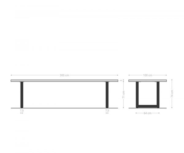 Jídelní stůl Edge 300x100 cm akácie platina nerezová ocel široká - Image 9