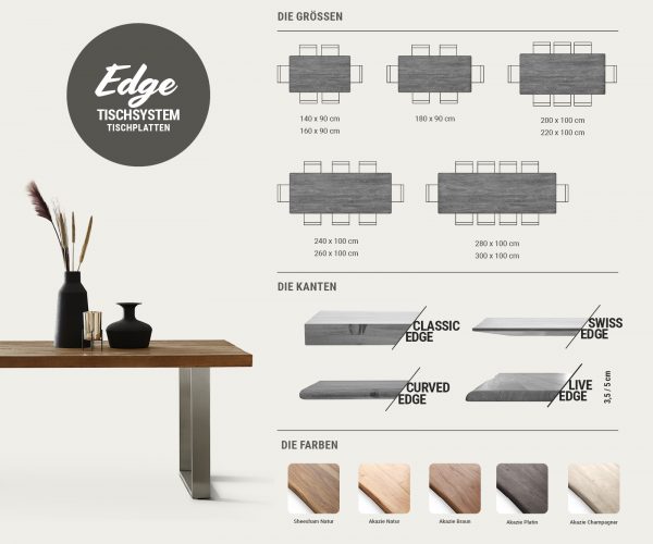 Stolová deska Edge 180x90 cm akácie šampaňská - Image 6