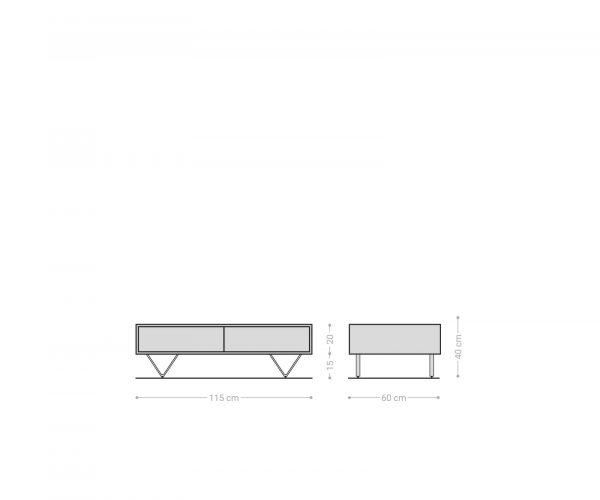 Konferenční stolek Kleo 115x60 cm přírodní akácie 4 zásuvky podnož ve tvaru "V" nerezová ocel - Image 7