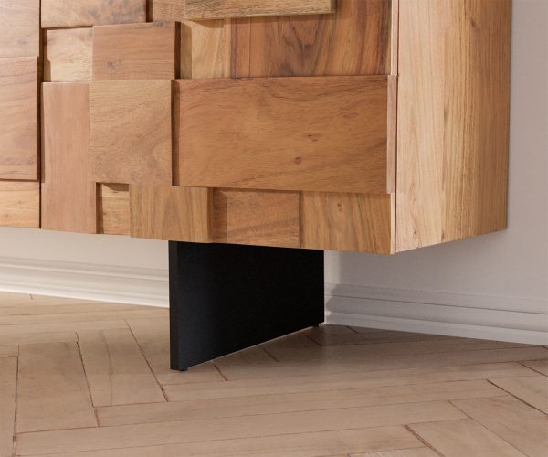 TV stolek Puzzle 175 cm přírodní akácie podnož kovová černá - Image 5