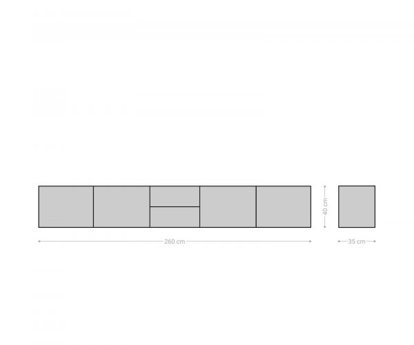 TV stolek Puzzle 260 cm přírodní akácie závěsné - Image 8