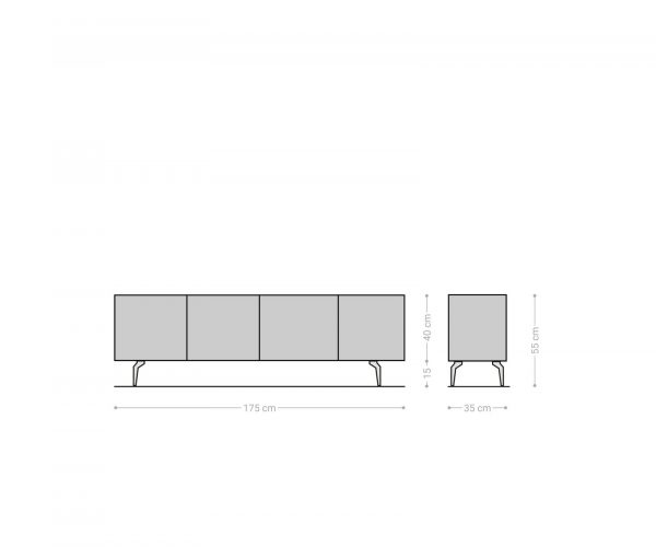 TV stolek Puzzle 175 cm přírodní akácie šikmá podnož nerezová ocel - Image 6