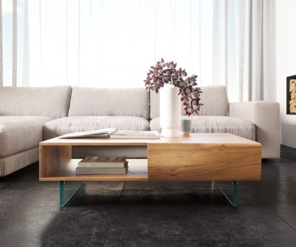 Konferenční stolek Nová 115x60x38 cm přírodní akácie 2 zásuvky 1 přihrádka závěsné - Image 4