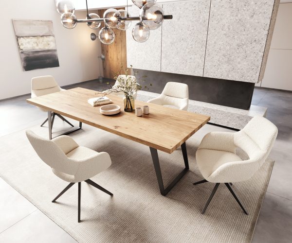 Jídelní stůl Edge 260x100 cm přírodní dub šikmá podnož kov černá - Image 6