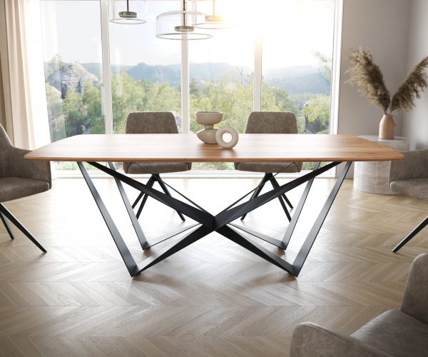 Jídelní stůl Edge 200x100 cm zaoblená přírodní akácie švýcarská hrana - Image 2