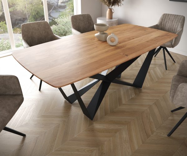 Jídelní stůl Edge 200x100 cm zaoblená přírodní akácie švýcarská hrana - Image 4