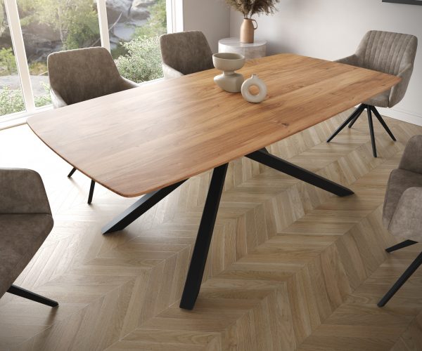 Jídelní stůl Edge 200x100 cm zaoblená přírodní akácie švýcarská hrana - Image 4