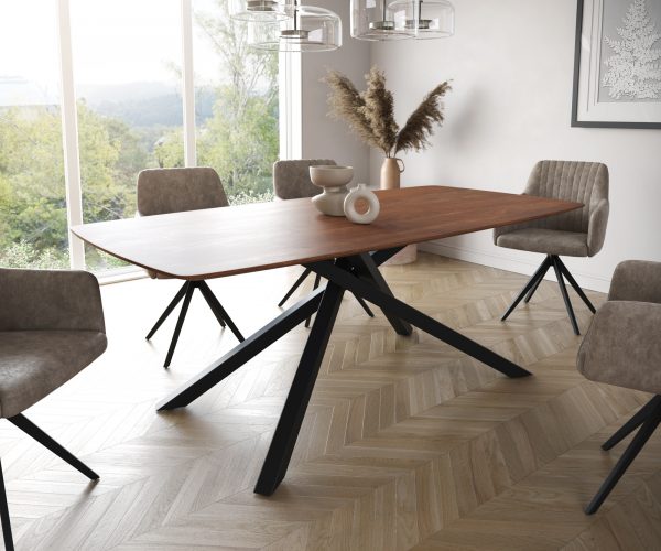 Jídelní stůl Edge 200x100 cm zaoblená akácie hnědá švýcarská hrana