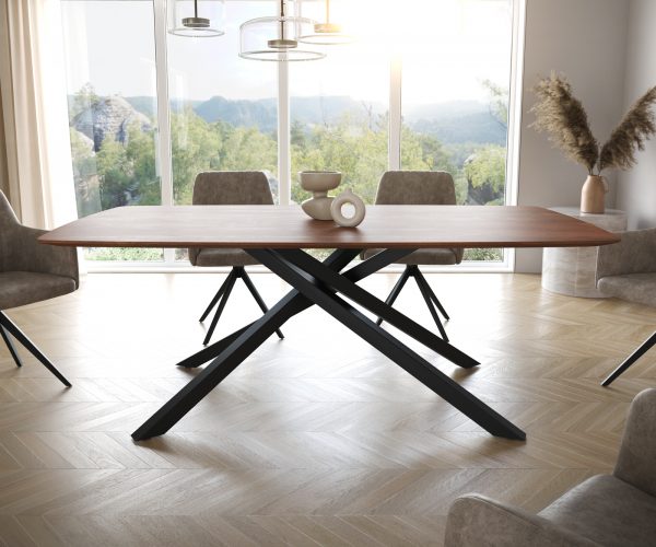 Jídelní stůl Edge 200x100 cm zaoblená akácie hnědá švýcarská hrana - Image 2