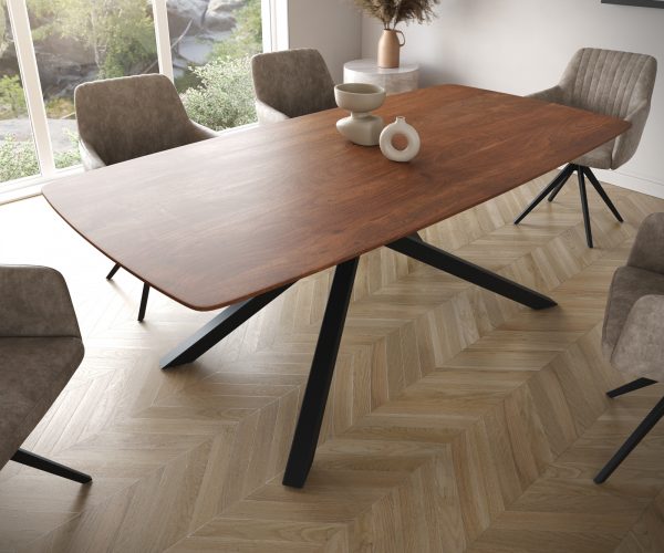 Jídelní stůl Edge 200x100 cm zaoblená akácie hnědá švýcarská hrana - Image 4