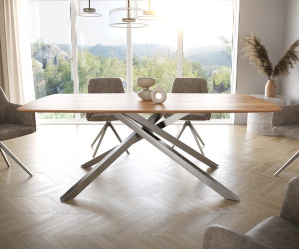 Jídelní stůl Edge 200x100 cm zaoblená přírodní akácie švýcarská hrana - Image 2