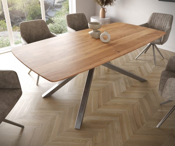 Jídelní stůl Edge 200x100 cm zaoblená přírodní akácie švýcarská hrana - Image 4