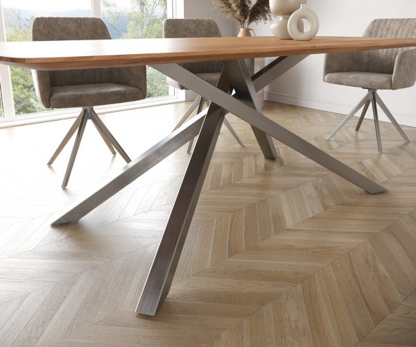 Jídelní stůl Edge 200x100 cm zaoblená přírodní akácie švýcarská hrana - Image 6