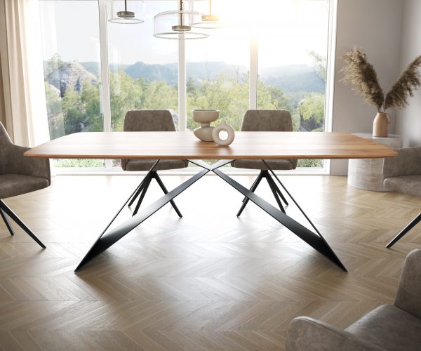 Jídelní stůl Edge 200x100 cm zaoblená přírodní akácie švýcarská hrana - Image 2