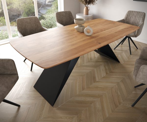 Jídelní stůl Edge 200x100 cm zaoblená přírodní akácie švýcarská hrana - Image 4