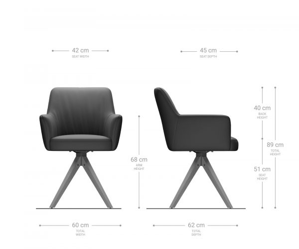 Otočná židle Xana-Flex s područkami dřevěná podnož hranatá bouclé bílá 180° taštičkové pružiny - Image 8