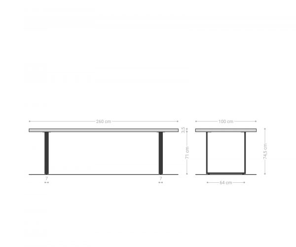 Jídelní stůl Edge 260x100 akácie platinová tenká podnož černá - Image 7