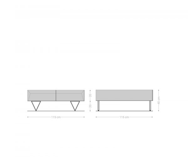 Konferenční stolek Kayu 115x115x40 cm přírodní akácie 4 zásuvky podnož ve tvaru "V" nerezová ocel - Image 7