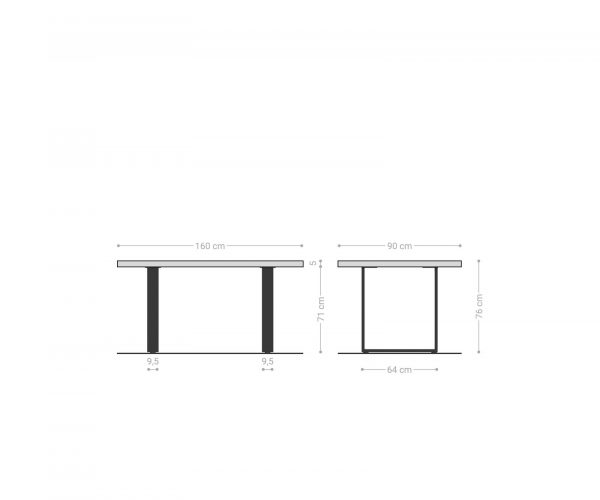 Jídelní stůl Edge 160x90 cm přírodní dub nerezová ocel úzká - Image 7