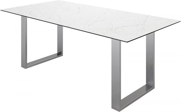 Jídelní stůl Edge 200x100 cm keramika Laminam® Statuarettio bílá úzká podnož nerezová ocel - Image 2