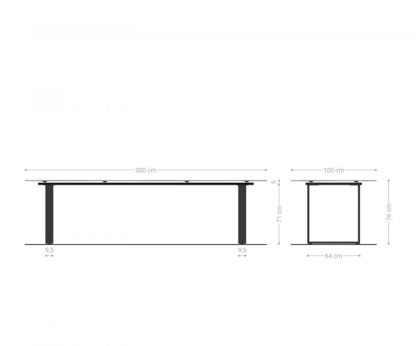 Jídelní stůl Edge 300x100 cm keramika Laminam® Statuarettio bílá úzká podnož nerezová ocel - Image 7