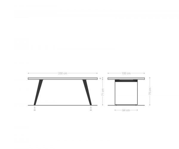 Jídelní stůl Edge-Pure 200x100 cm přírodní dub šikmá podnož kov černá - Image 6
