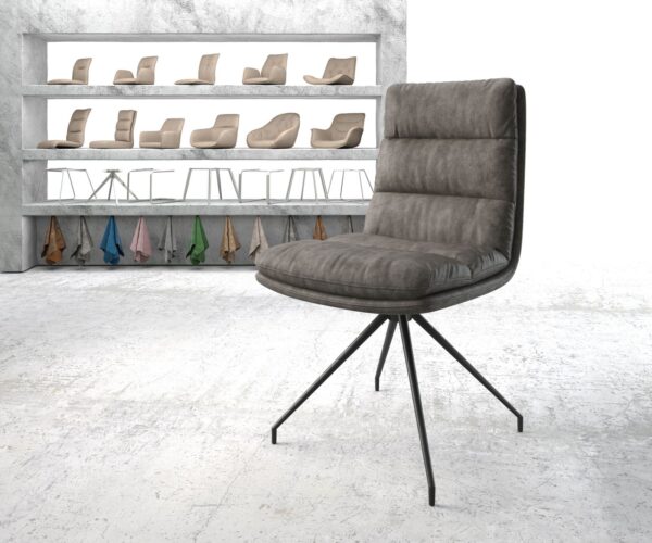 Jídelní židle Abelia-Flex antracit vintage křížová podnož zúžená černá