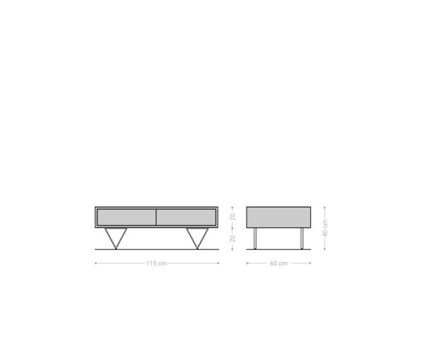 Konferenční stolek Eloi 115x60x40 cm přírodní akácie 4 zásuvky podnož ve tvaru "V" nerezová ocel - Image 6