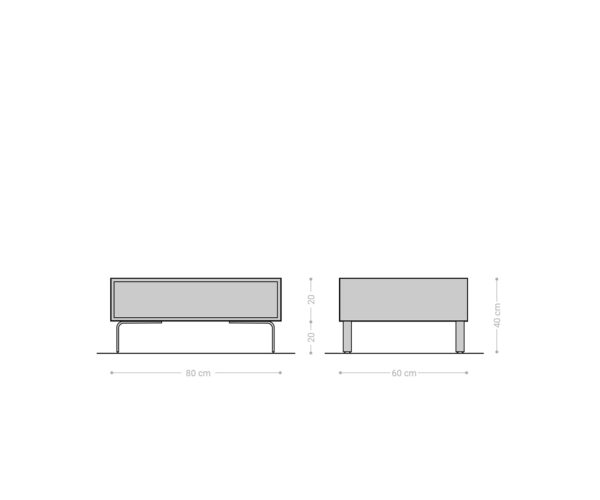 Konferenční stolek Fevo 80x60x40 cm přírodní akácie podnož ve tvaru "L" nerezová ocel - Image 7