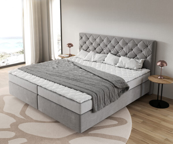 Boxspring postel Dream-Great mikrovlákno 200x200 cm s matrací a topperem - Image 4