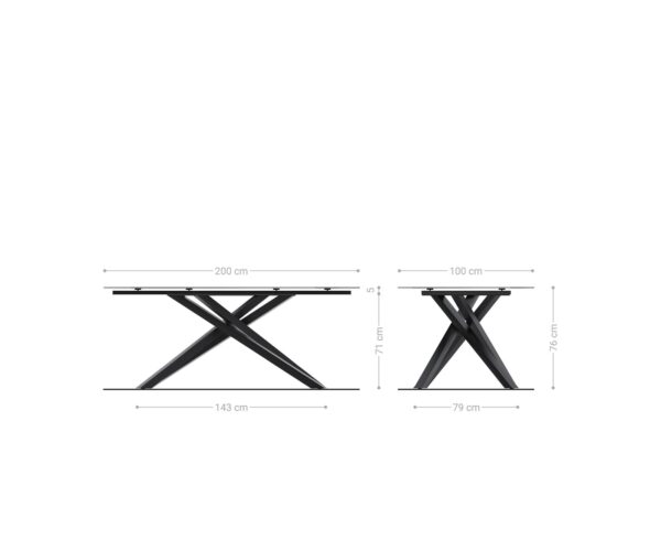 Jídelní stůl Edge 200x100 keramika travertin přírodní křížová podnož hranatá černá - Image 8