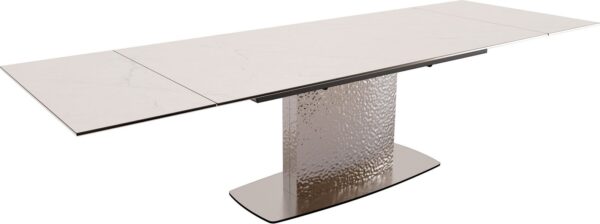 Jídelní stůl Edge 200-300x100 keramika Laminam®Statuarietto bílá z nerezové oceli rozkládací - Image 2