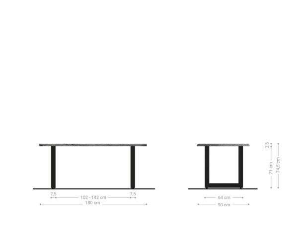 Hrana jídelního stolu 180x90cm Akácie hnědá Nerezová ocel Široká živá hrana - Image 6