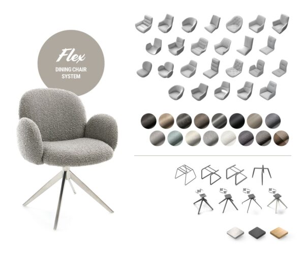 Jídelní židle Elda-Flex Textured Fabric Anthracite 4-nohý ovál z nerezové oceli - Image 6