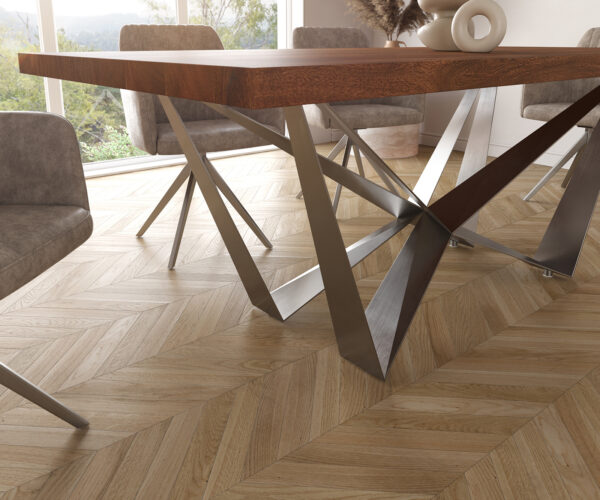 Jídelní stůl Edge 200x100cm XL akácie hnědá podnož plochá ocel nerezová ocel - Image 6